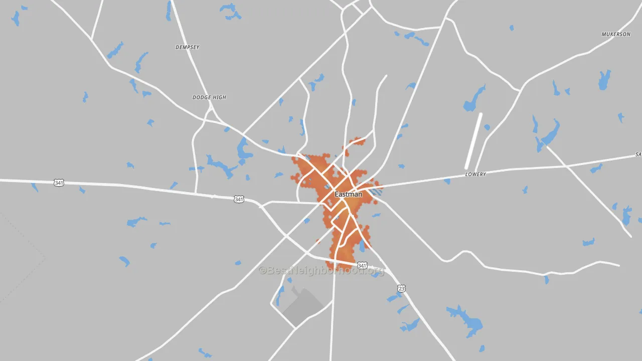 Bike Grade map of 31023, GA