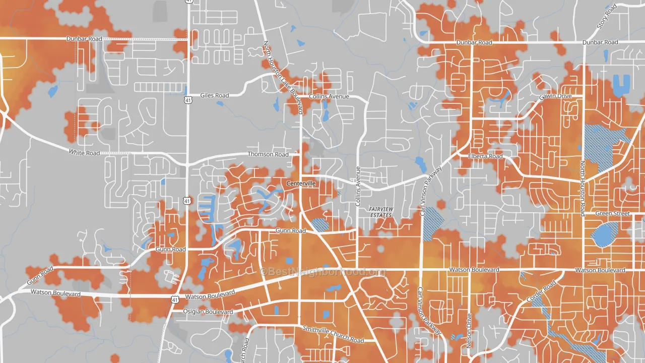 Bike Grade map of 31028, GA