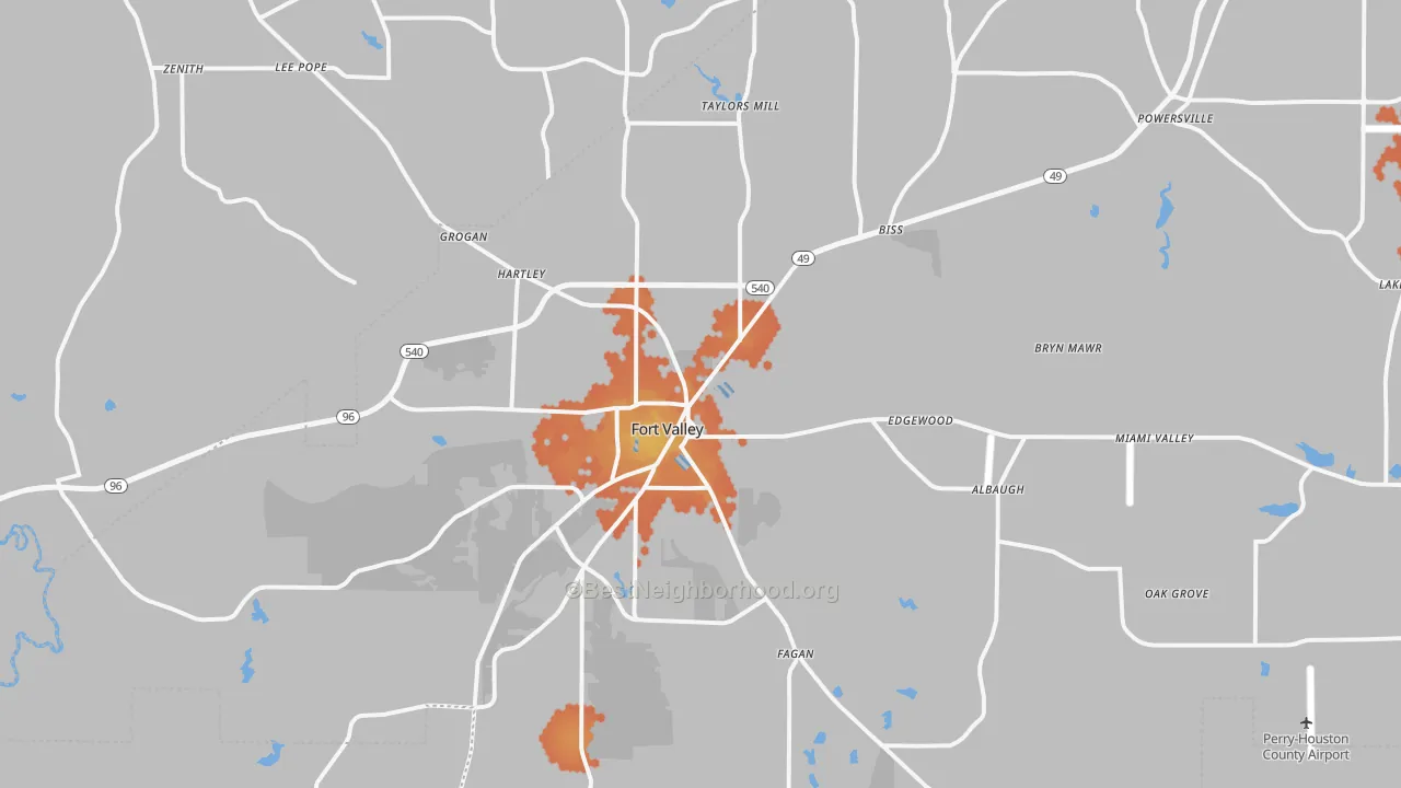 Bike Grade map of 31030, GA