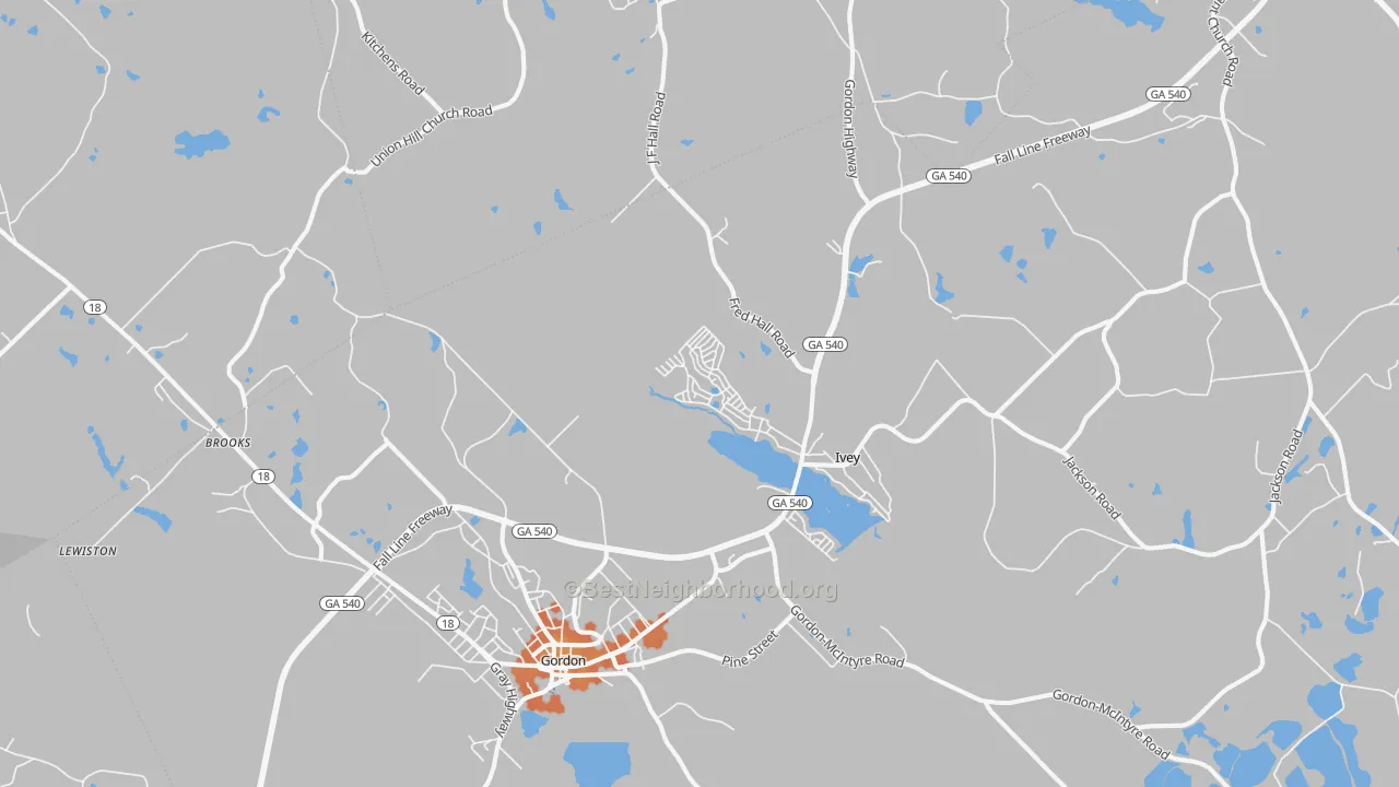 Bike Grade map of 31031, GA