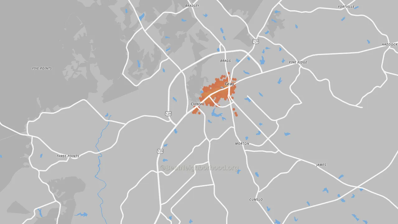 Bike Grade map of 31032, GA