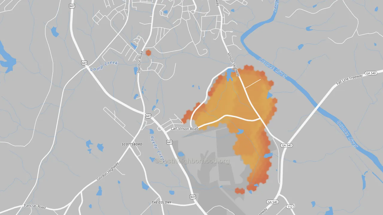 Bike Grade map of 31034, GA