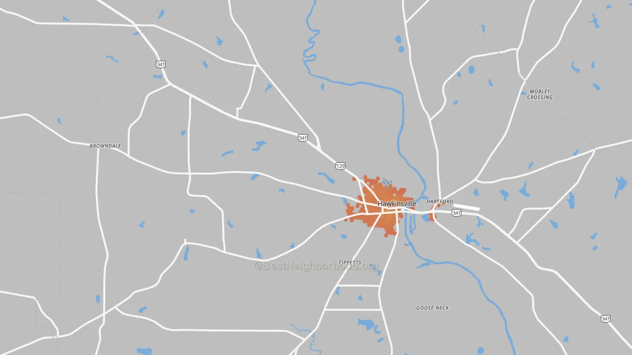 Bike Grade map of 31036, GA
