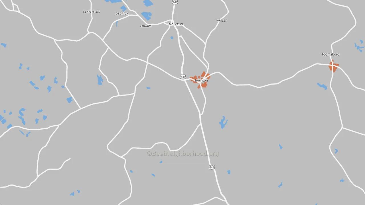 Bike Grade map of 31042, GA