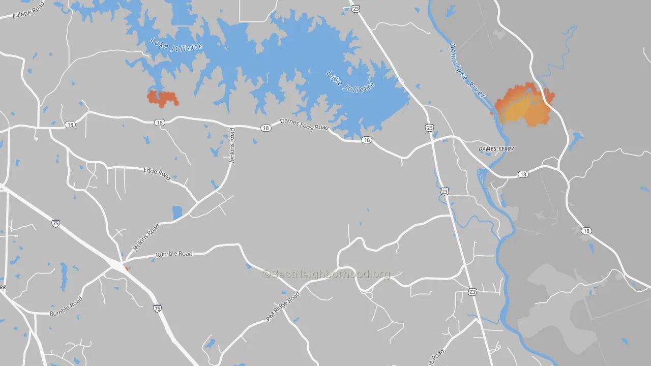 Bike Grade map of 31046, GA
