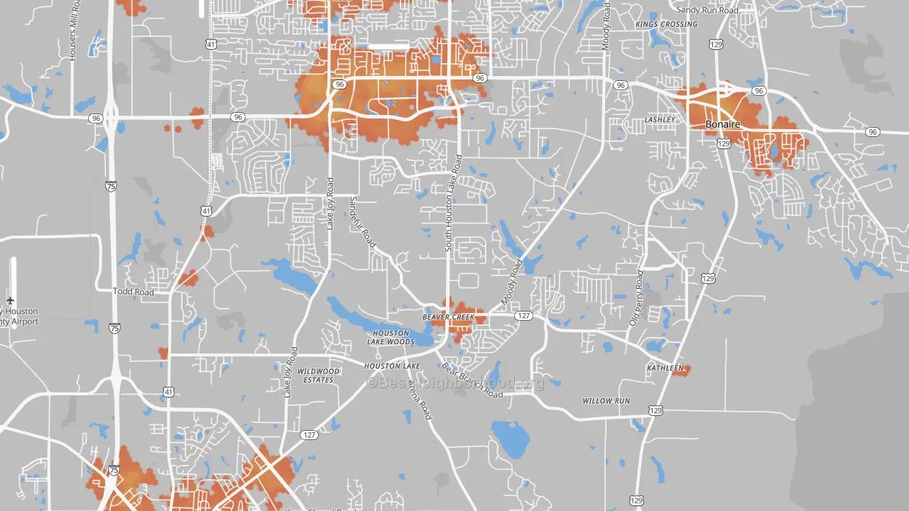 Bike Grade map of 31047, GA