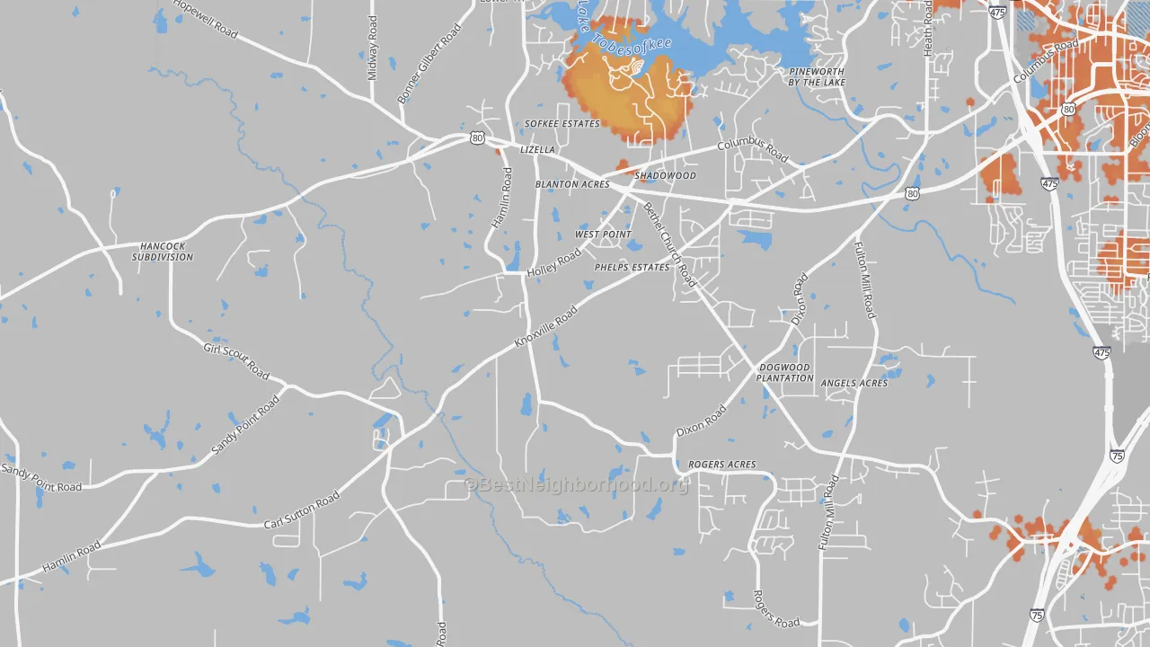 Bike Grade map of 31052, GA