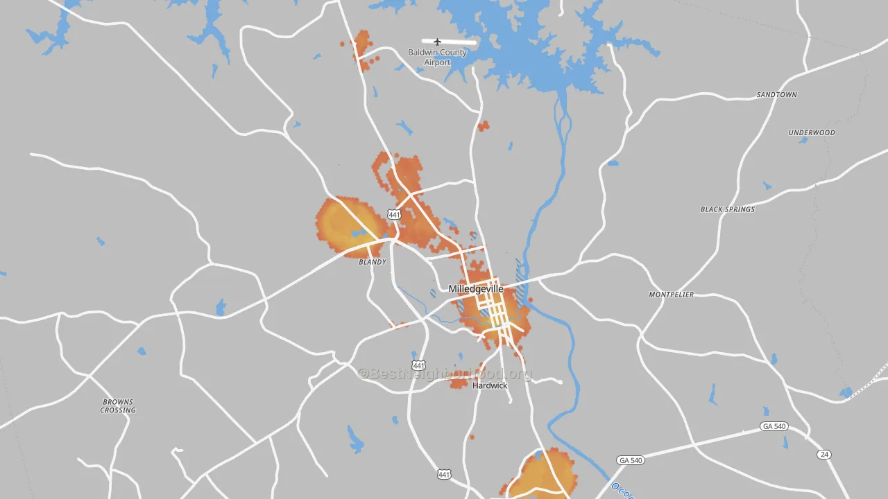 Bike Grade map of 31061, GA