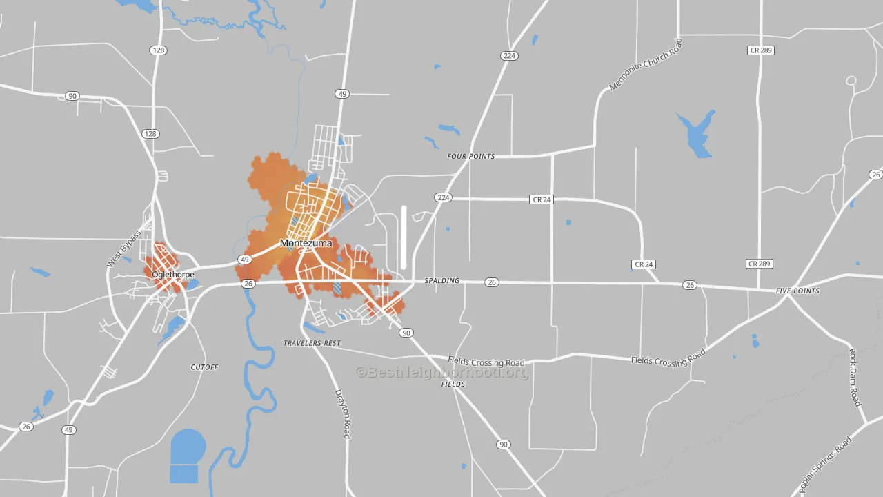 Bike Grade map of 31063, GA