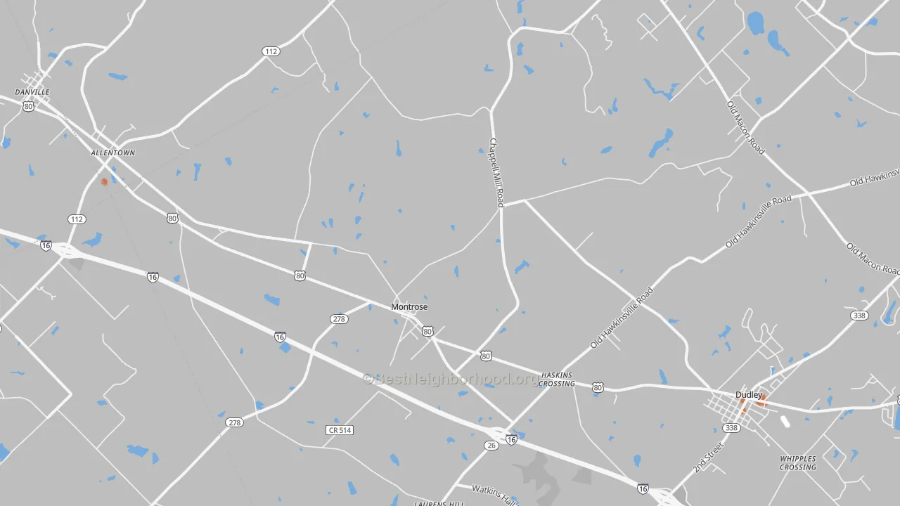 Bike Grade map of 31065, GA