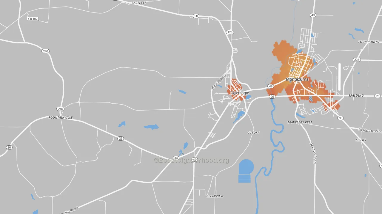 Bike Grade map of 31068, GA