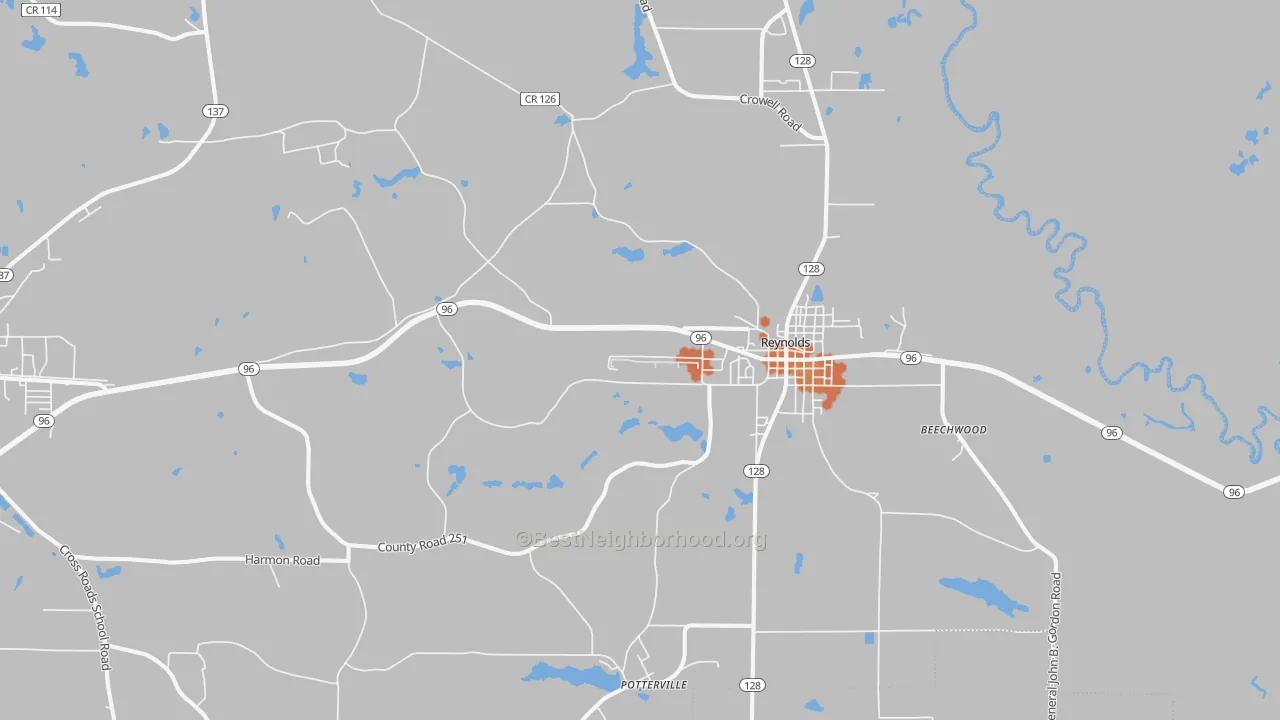 Bike Grade map of 31076, GA