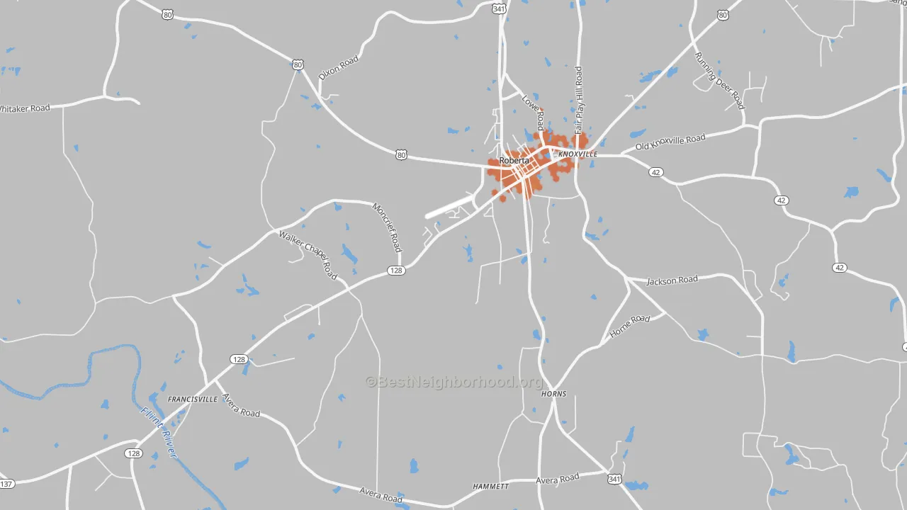 Bike Grade map of 31078, GA