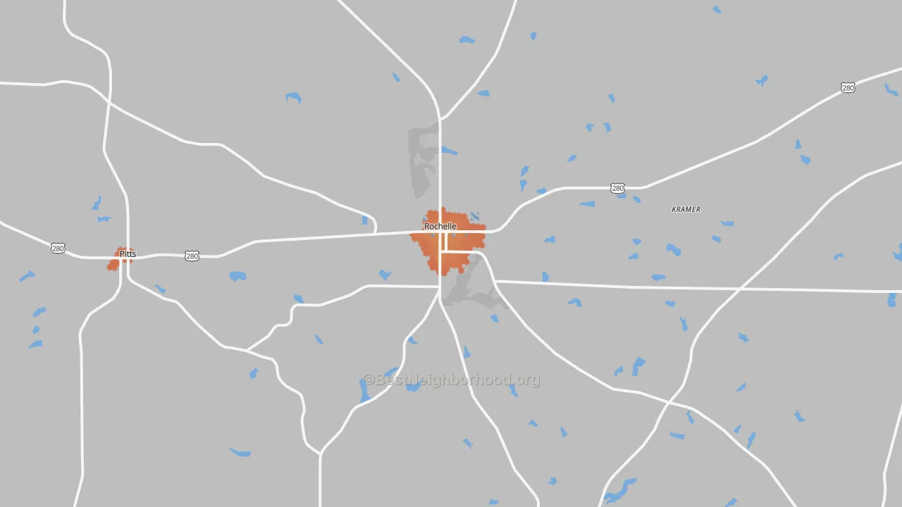 Bike Grade map of 31079, GA