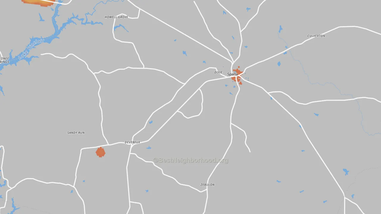 Bike Grade map of 31087, GA