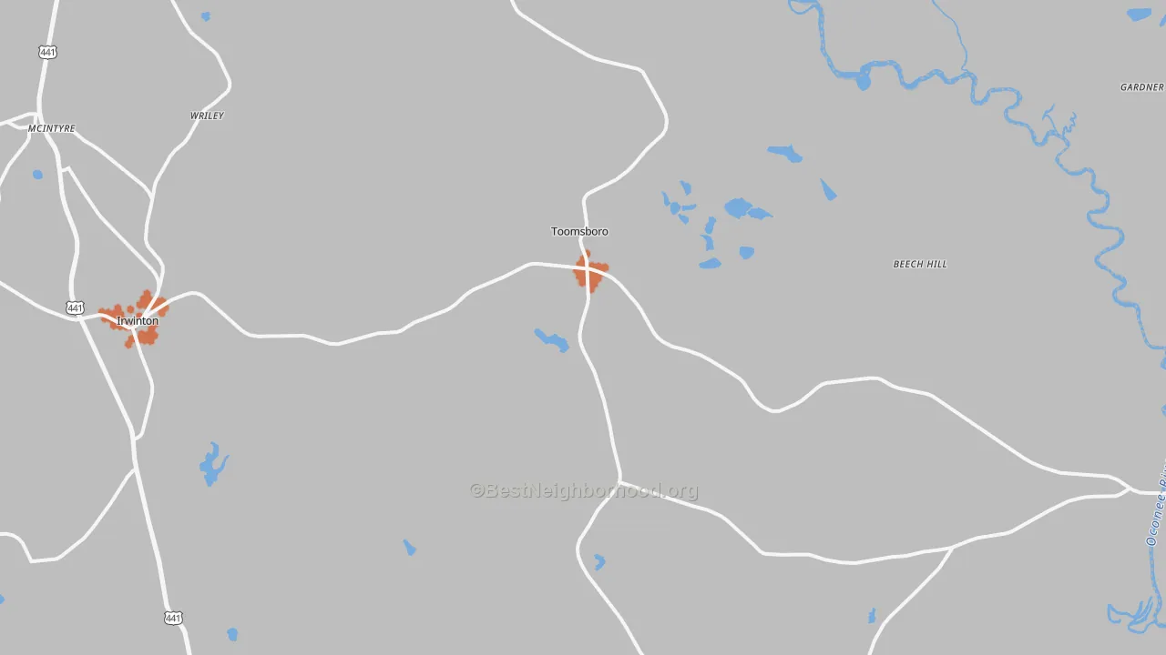 Bike Grade map of 31090, GA