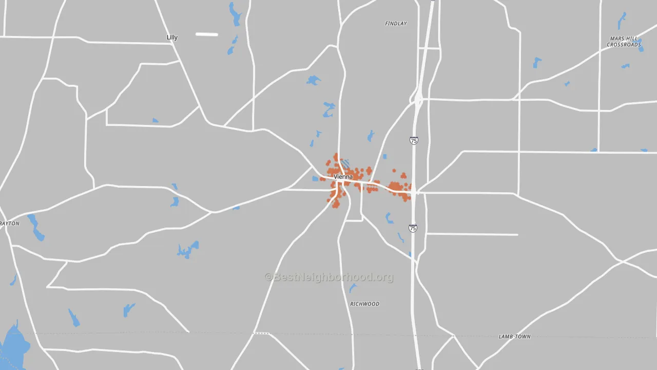 Bike Grade map of 31092, GA