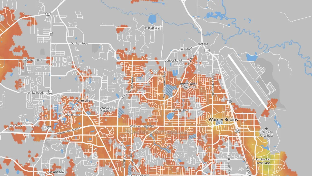 Bike Grade map of 31093, GA