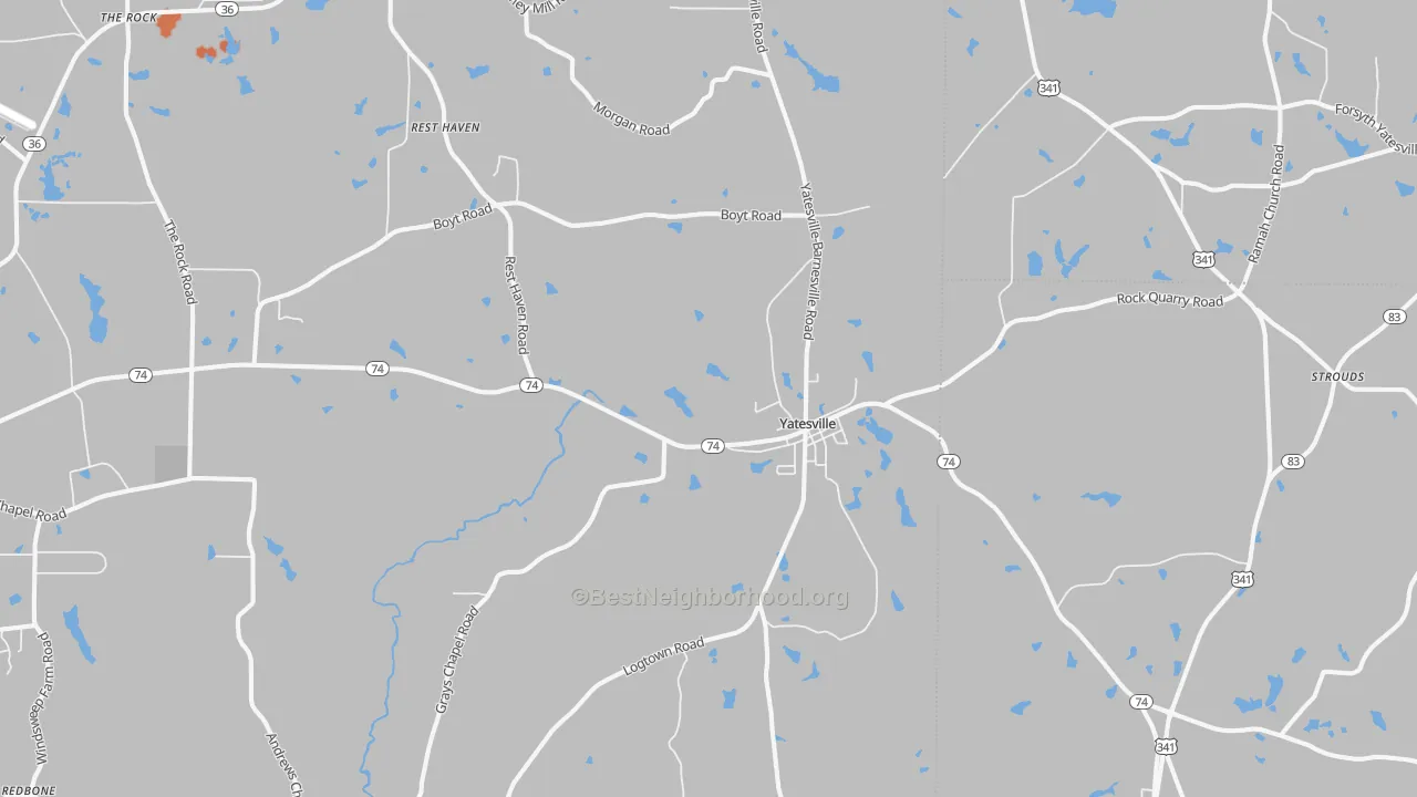 Bike Grade map of 31097, GA