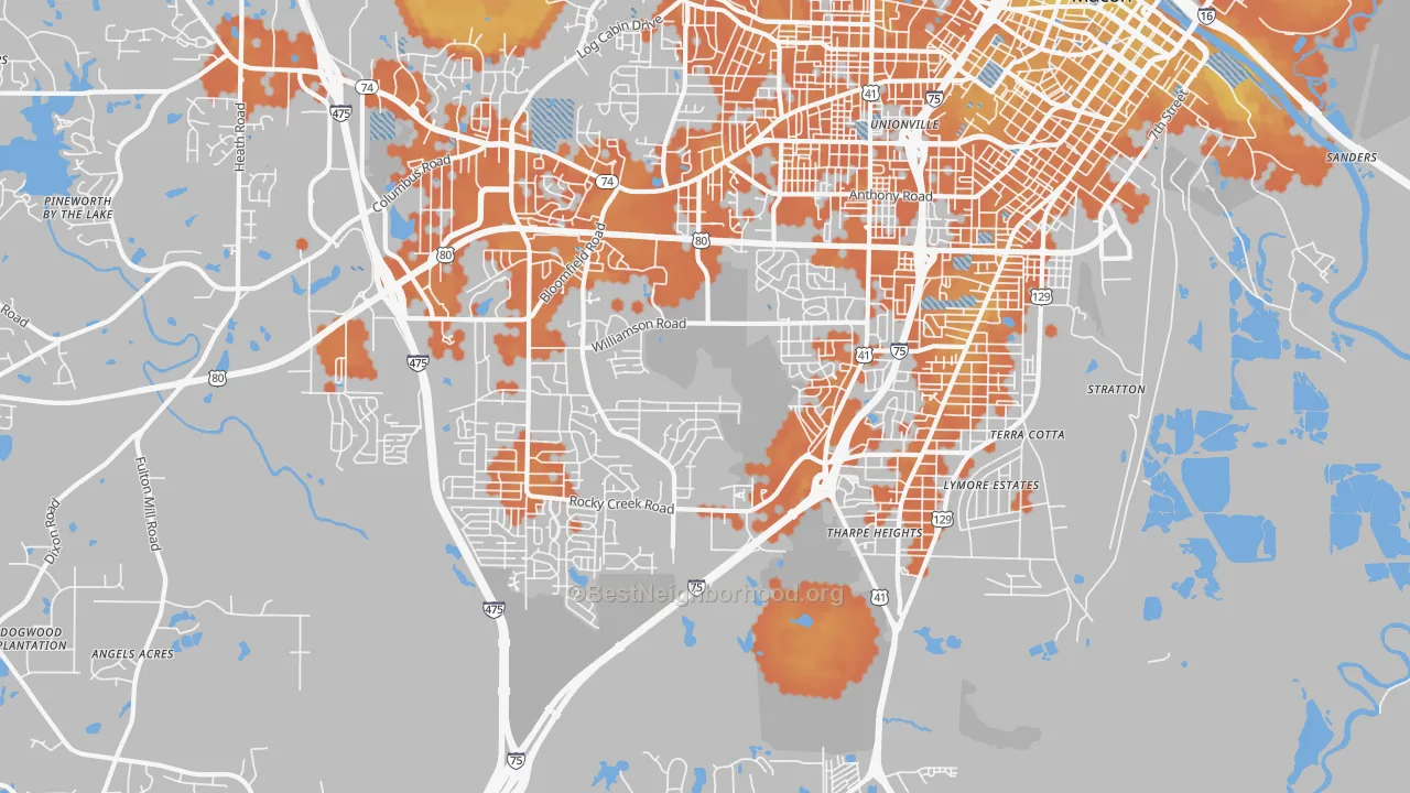 Bike Grade map of 31206, GA