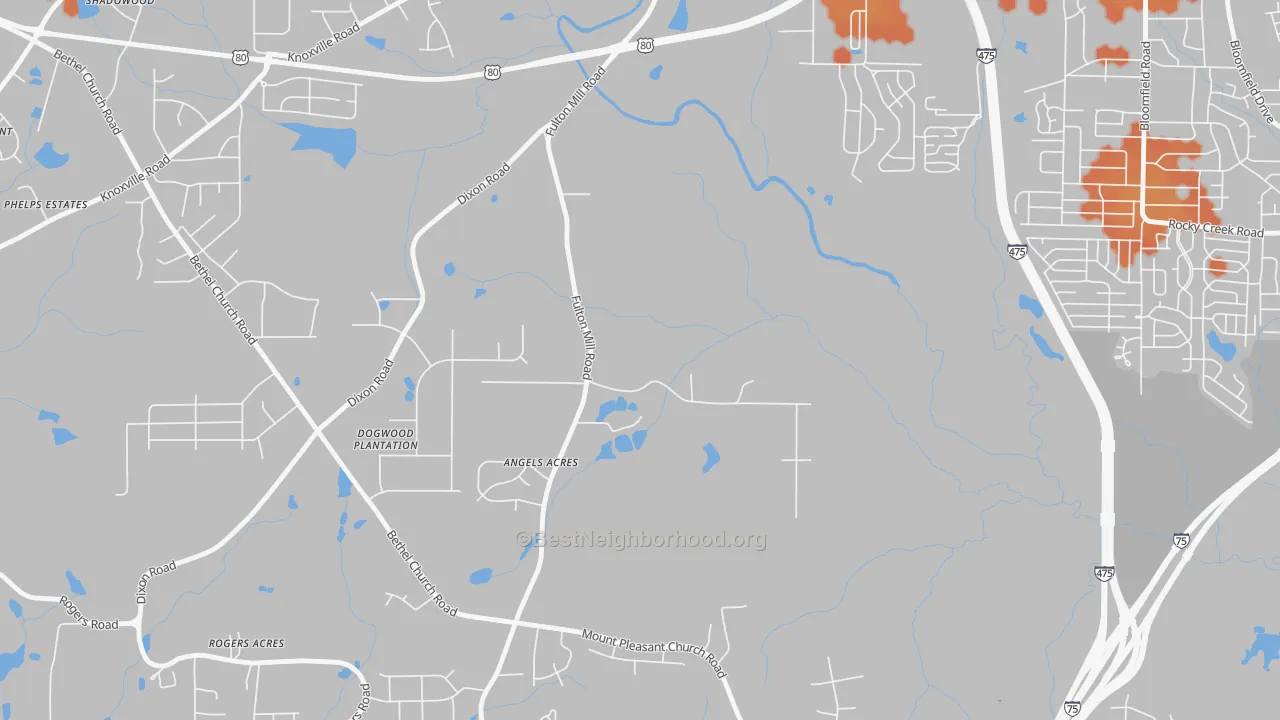 Bike Grade map of 31208, GA