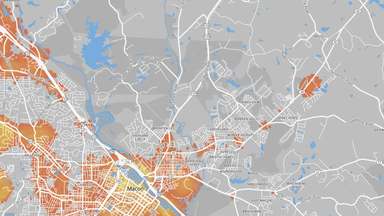 Bike Grade map of 31211, GA