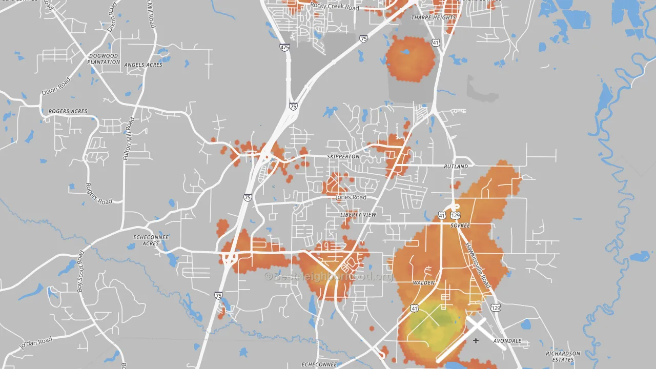 Bike Grade map of 31216, GA