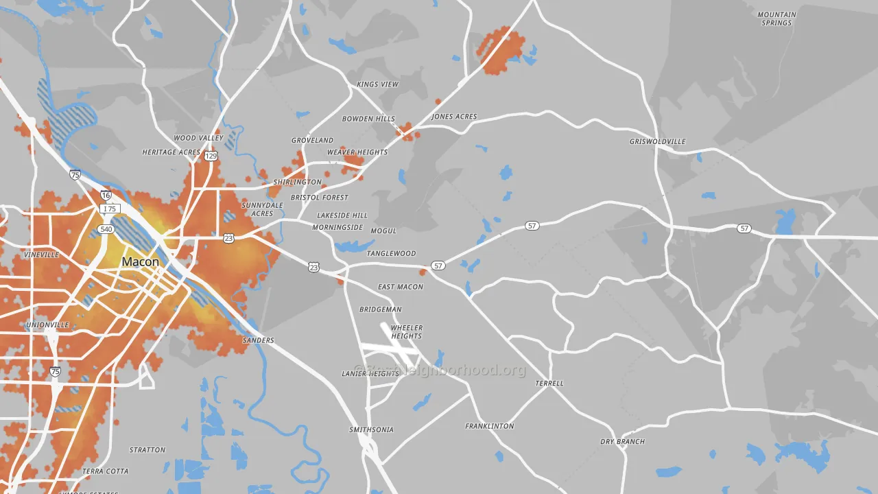 Bike Grade map of 31217, GA