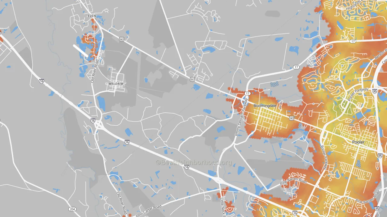 Bike Grade map of 31302, GA