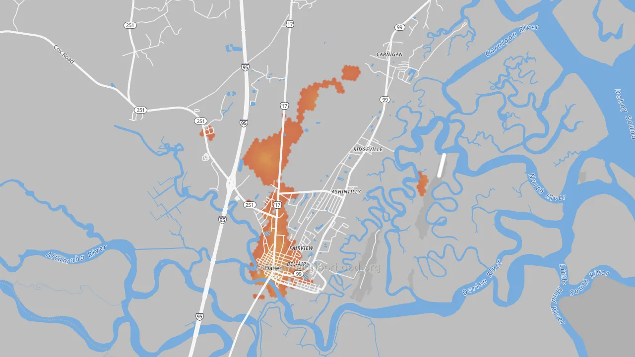 Bike Grade map of 31305, GA