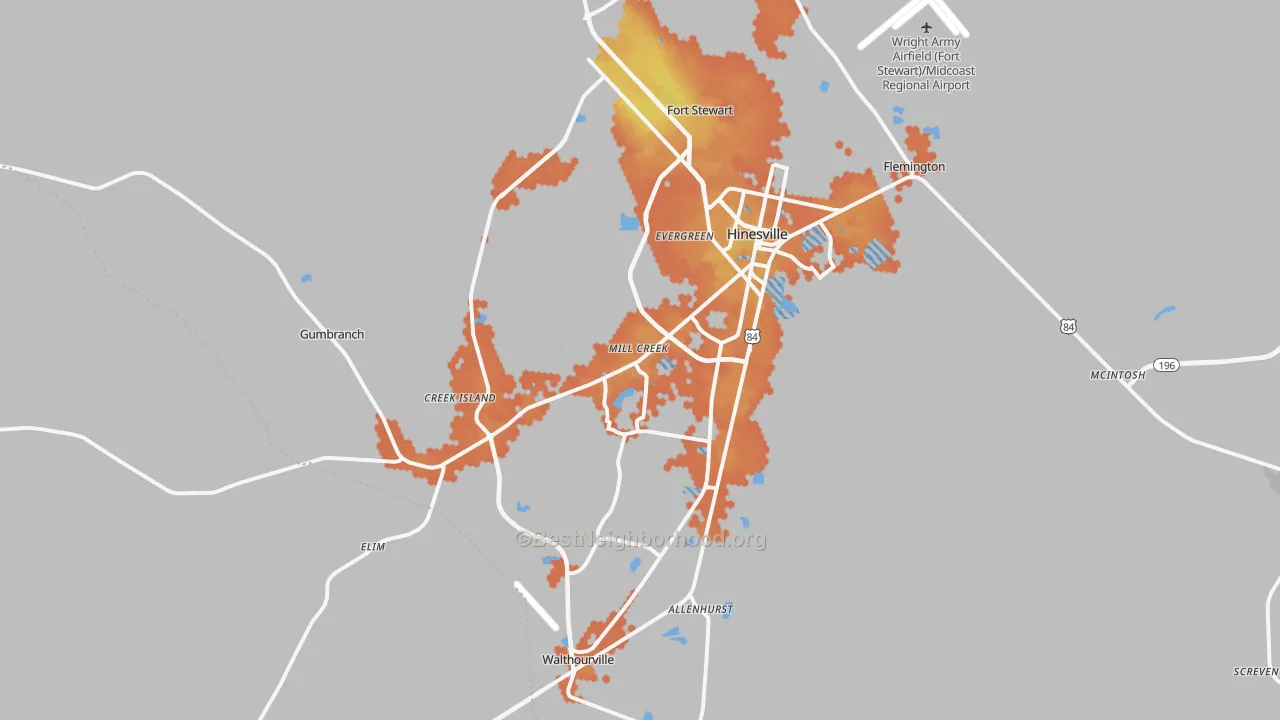 Bike Grade map of 31313, GA