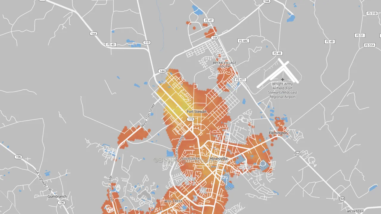 Bike Grade map of 31314, GA