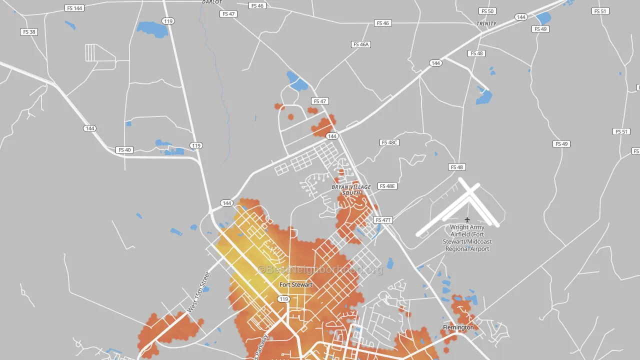 Bike Grade map of 31315, GA