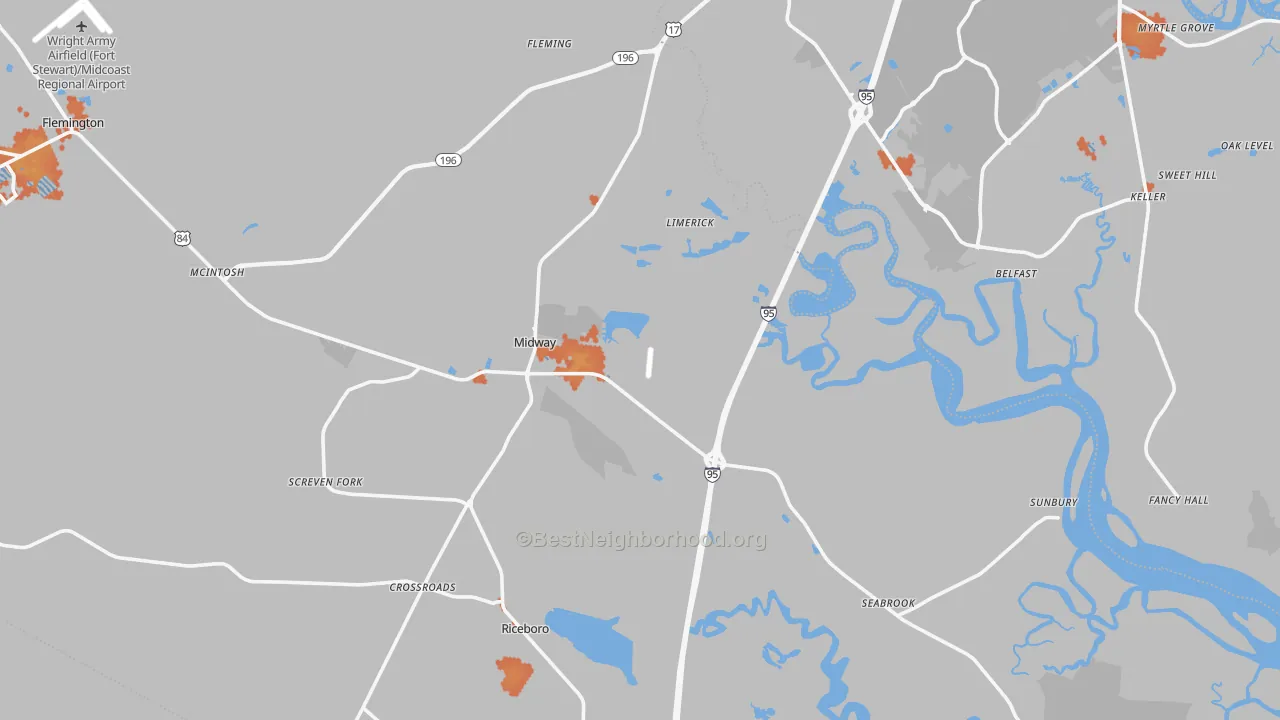 Bike Grade map of 31320, GA