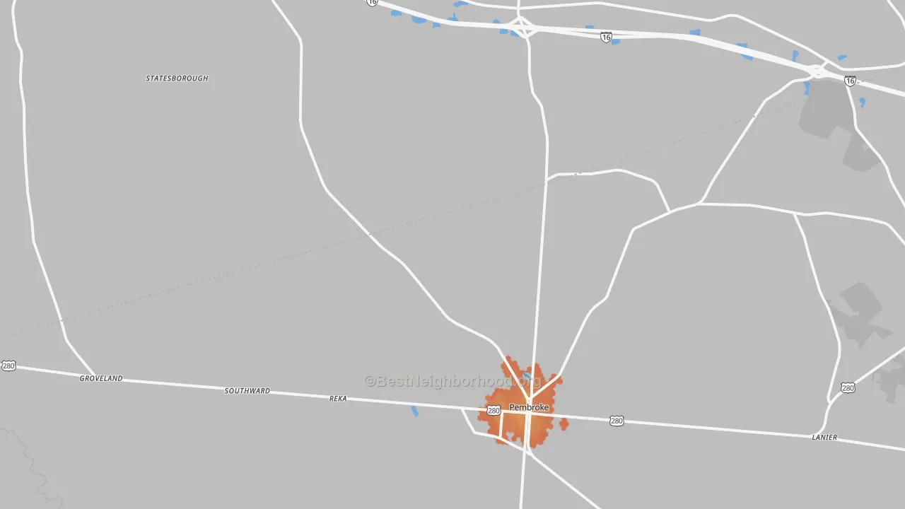 Bike Grade map of 31321, GA