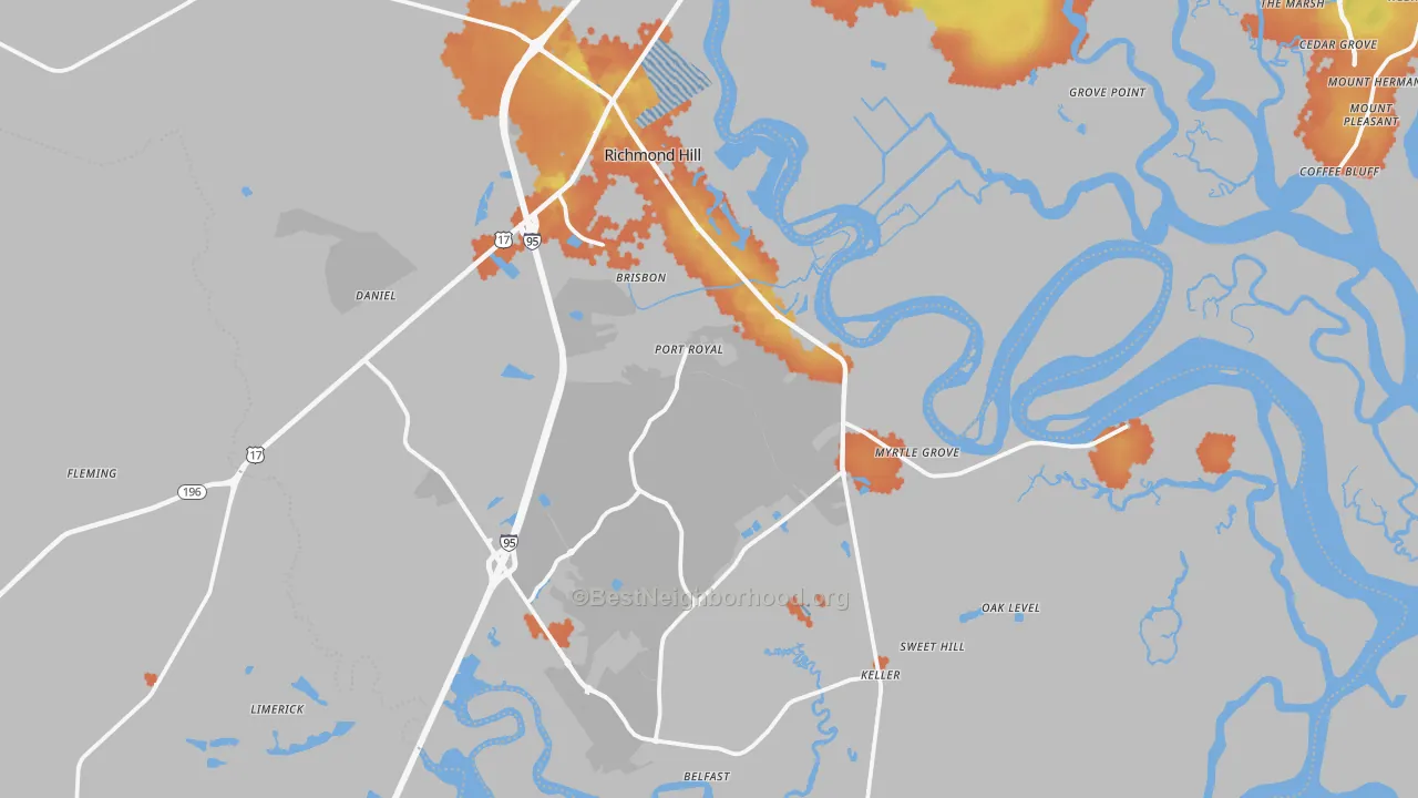 Bike Grade map of 31324, GA