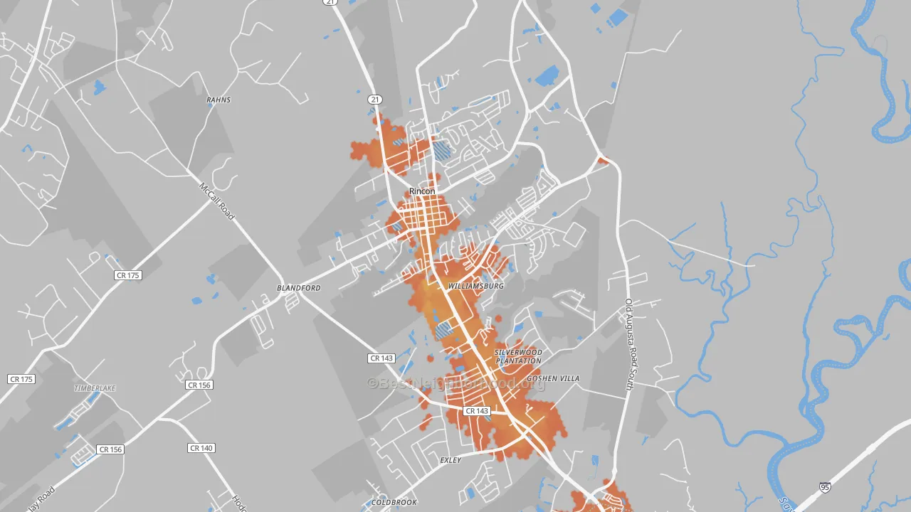 Bike Grade map of 31326, GA