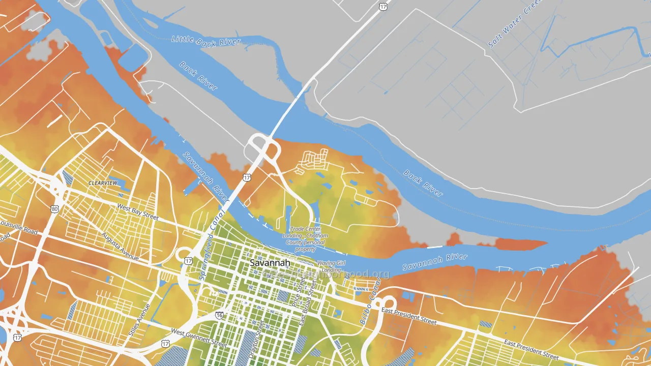 Bike Grade map of 31421, GA