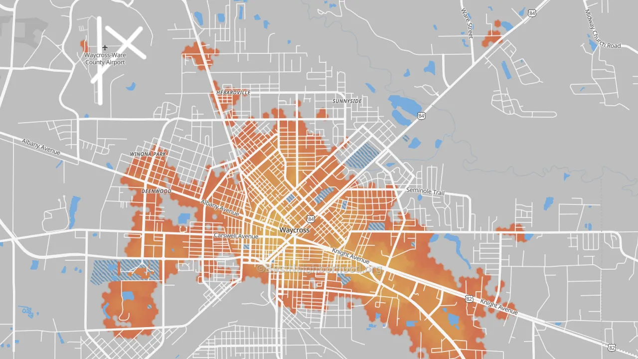 Bike Grade map of 31501, GA