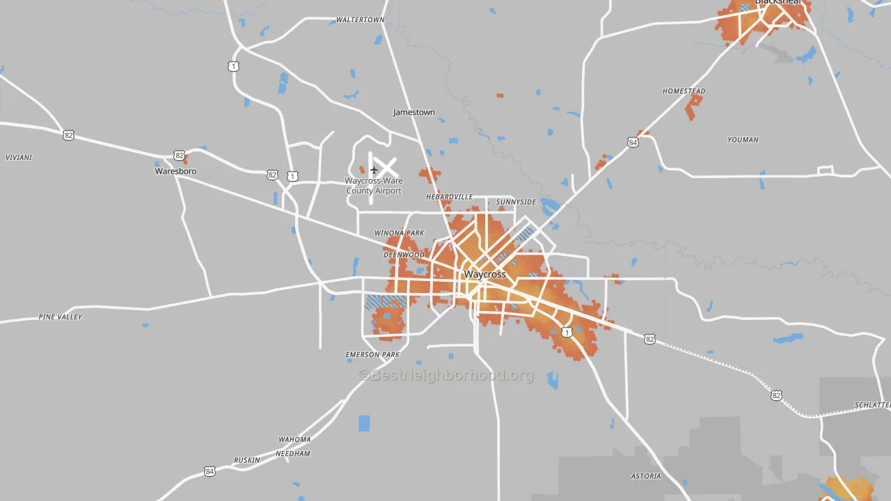 Bike Grade map of 31503, GA