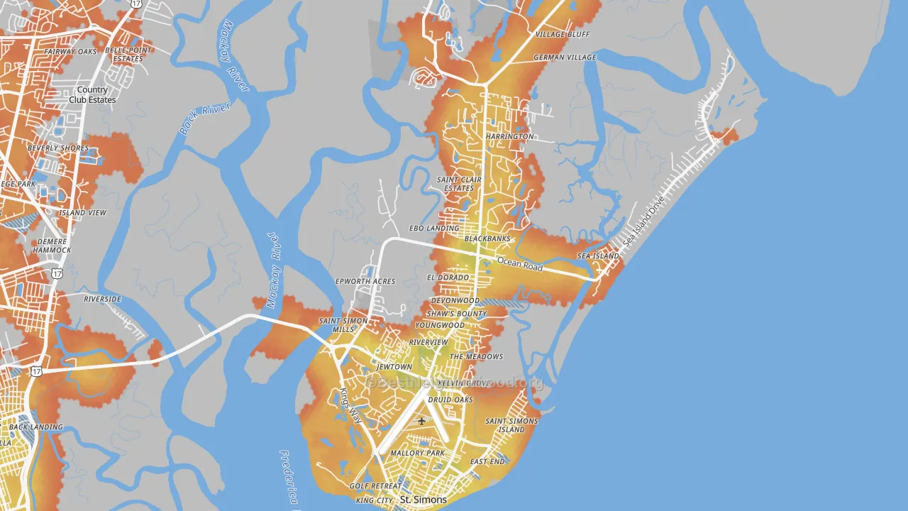 Bike Grade map of 31522, GA