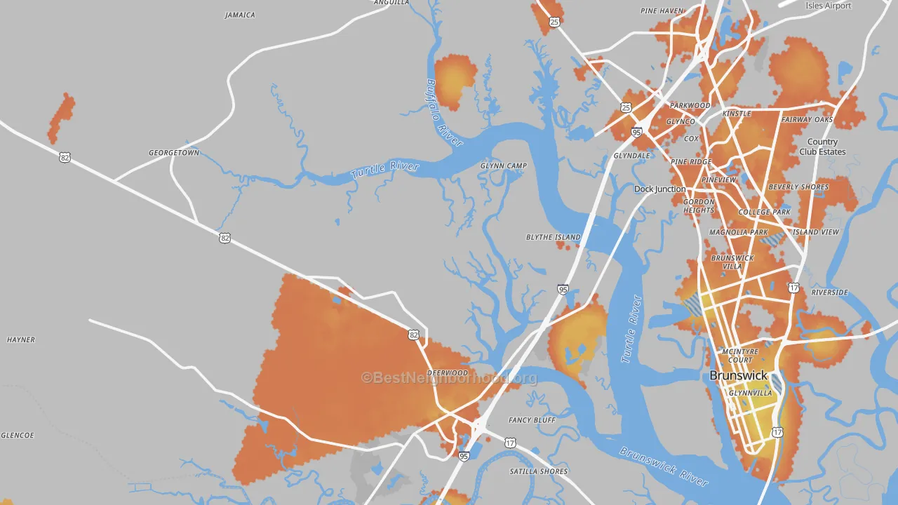Bike Grade map of 31523, GA