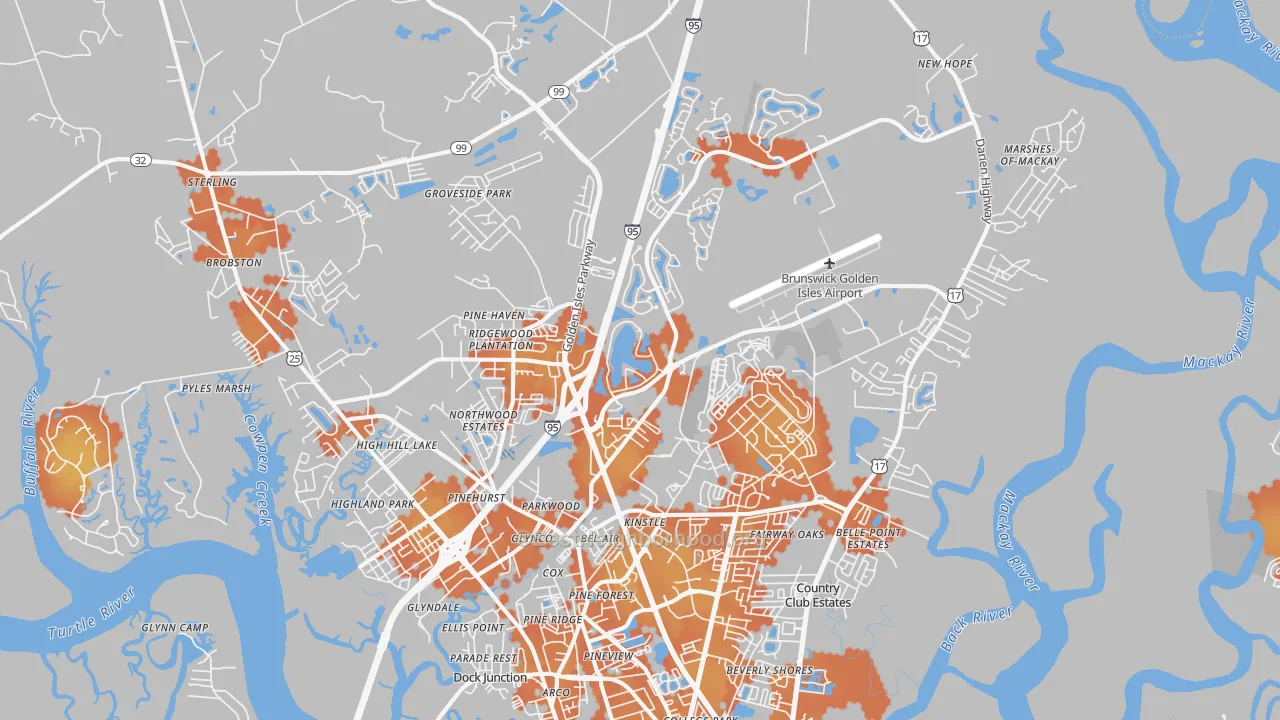 Bike Grade map of 31525, GA
