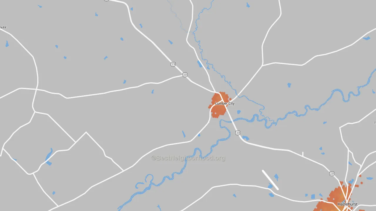 Bike Grade map of 31549, GA