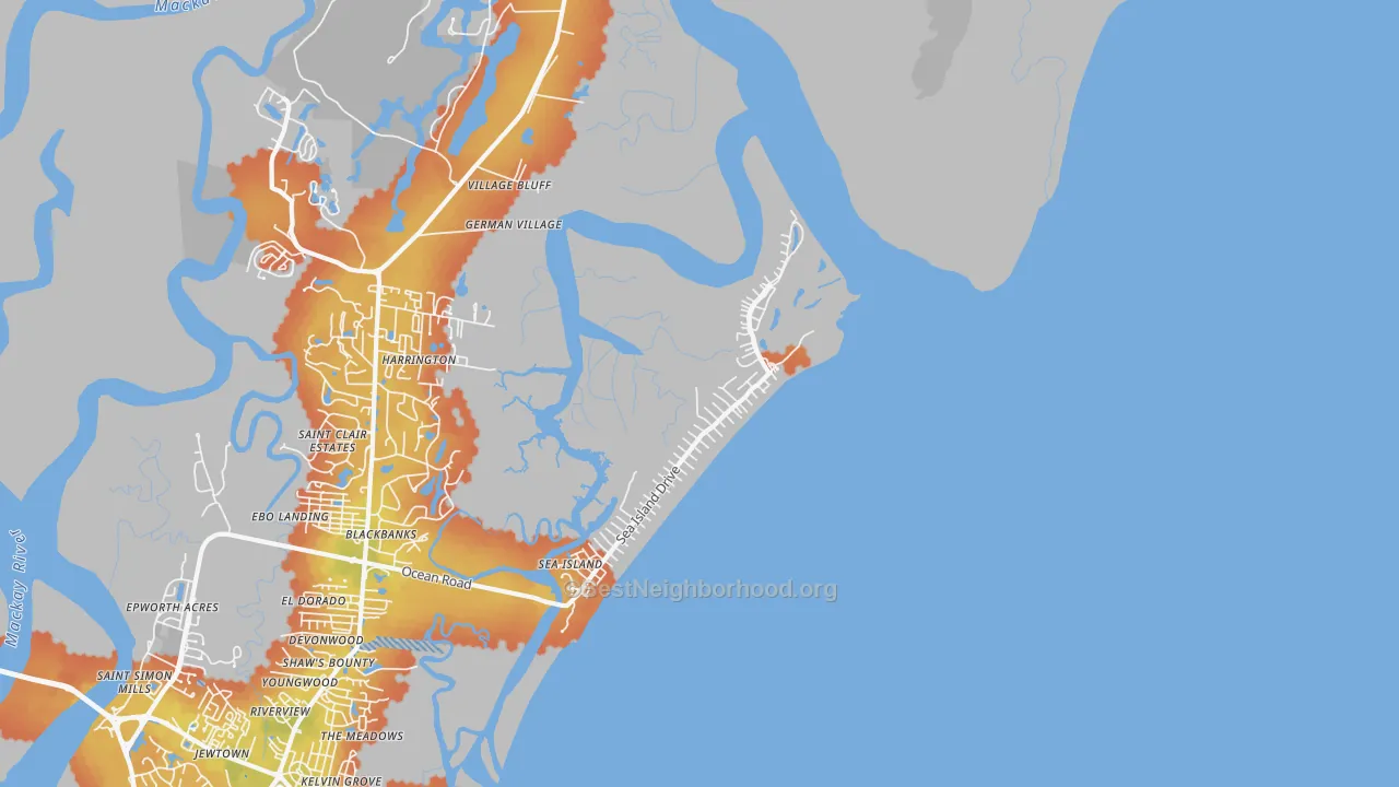 Bike Grade map of 31561, GA