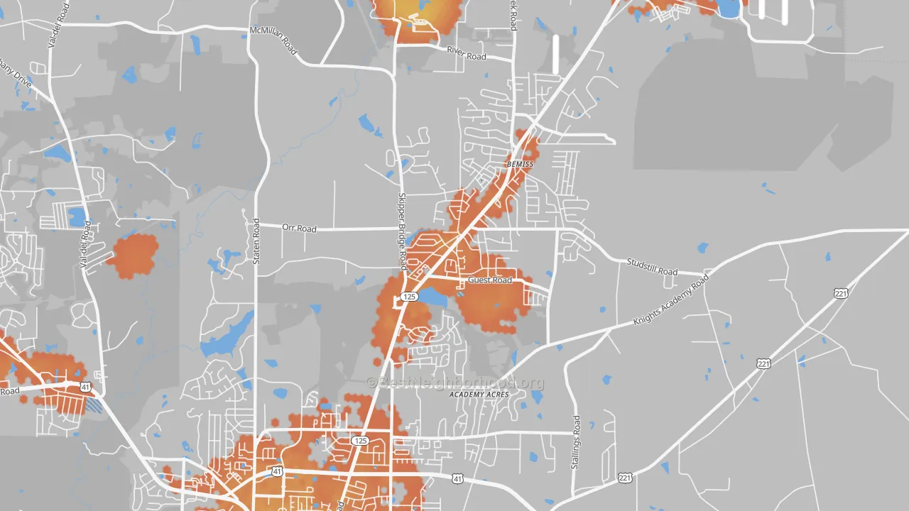 Bike Grade map of 31605, GA