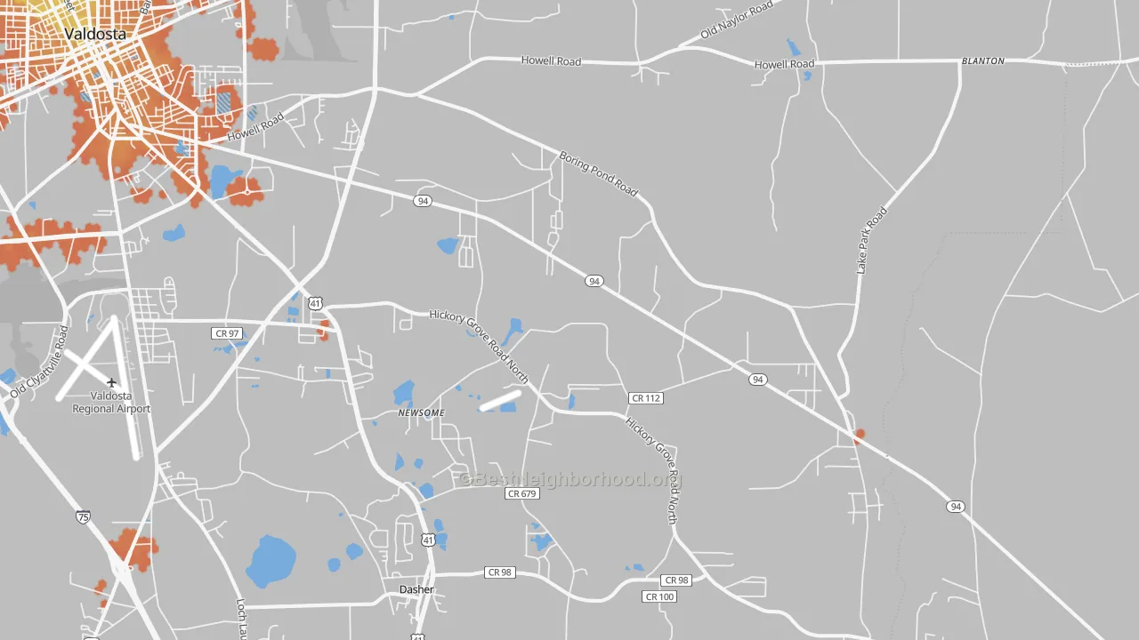 Bike Grade map of 31606, GA