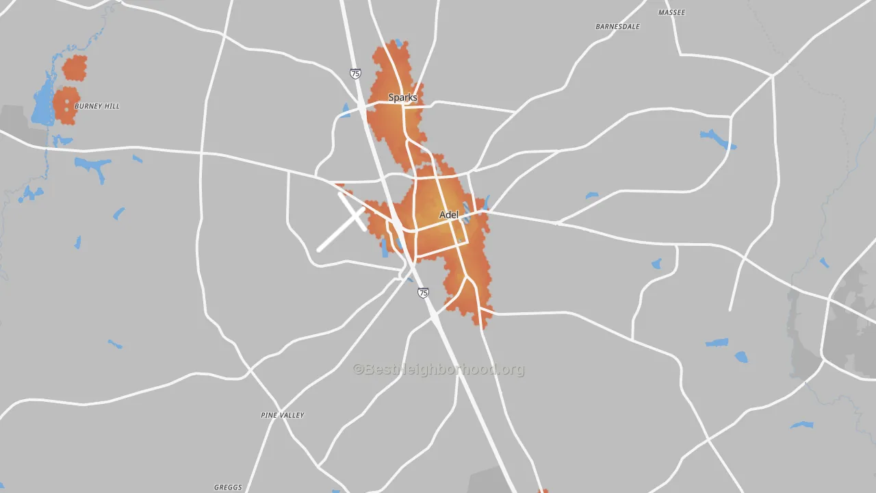Bike Grade map of 31620, GA