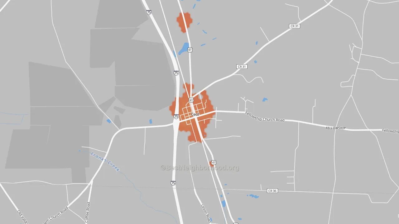 Bike Grade map of 31627, GA