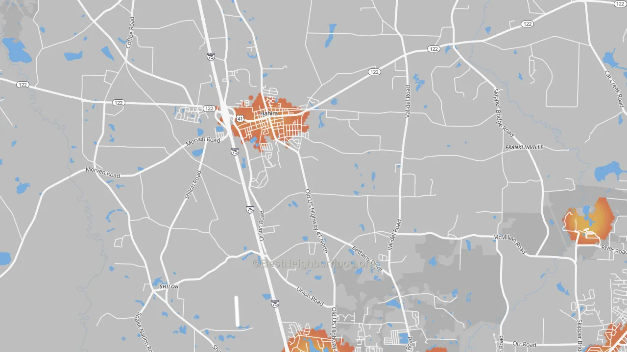 Bike Grade map of 31632, GA